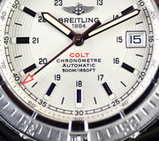  Shop Authentic Breitling Colt 44mm Automatic Silver Dial Black Leather Mens Watch - A1731311/G820/428X - Luxxuri