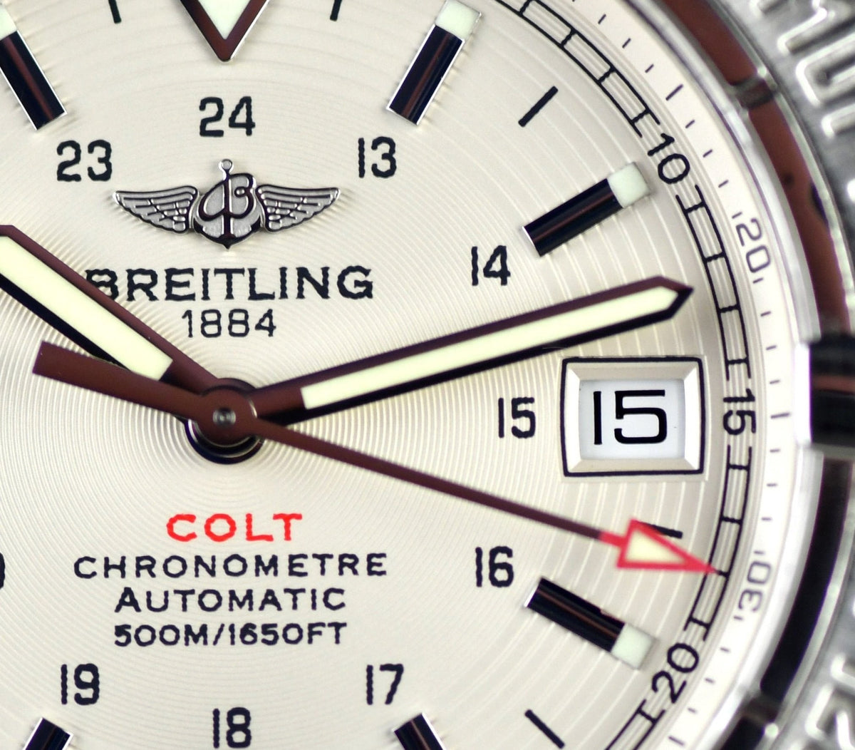  Shop Authentic Breitling Colt 44mm Automatic Silver Dial Black Leather Mens Watch - A1731311/G820/428X - Luxxuri