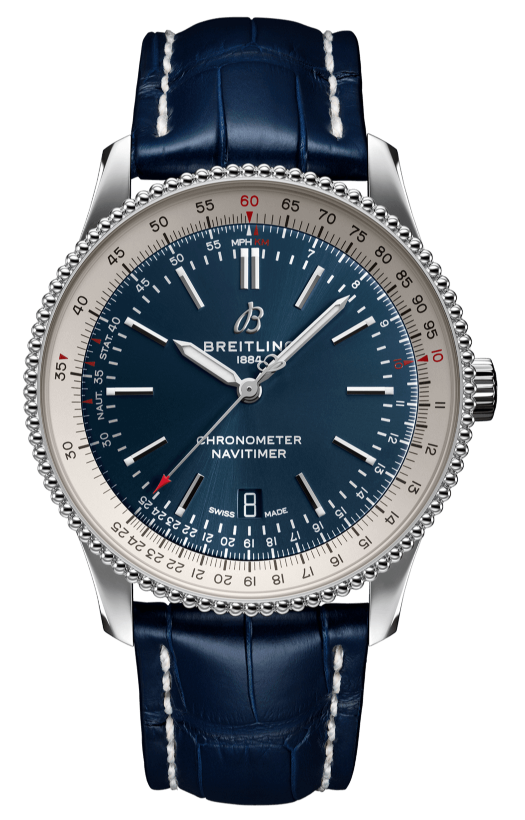  Shop Authentic Breitling Navitimer 1 Automatic 41mm Blue Dial Blue Leather Strap Mens Watch - A17326211C1P4 - Luxxuri