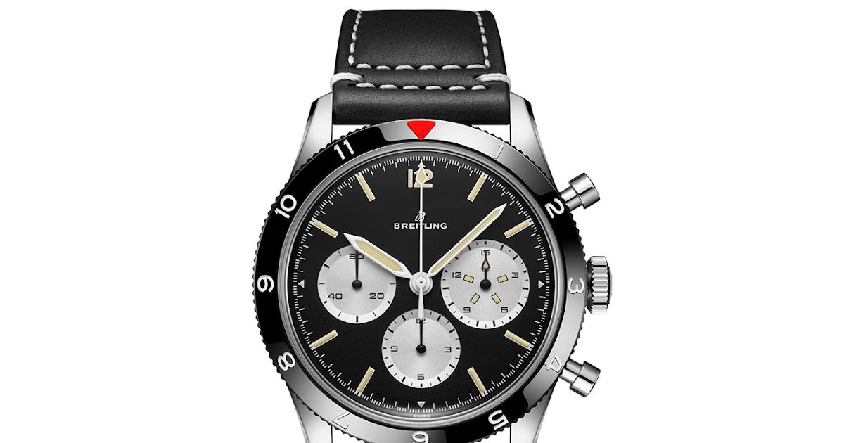  Shop Authentic Breitling Avi Ref. 765 1964 Re Edition Black Dial Black Leather Strap Watch for Men - AB09451A1B1X1 - Luxxuri