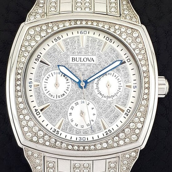  Shop Authentic Bulova Crystal Collection Phantom Silver Dial Silver Steel Strap Watch for Men - 96C002 - Luxxuri