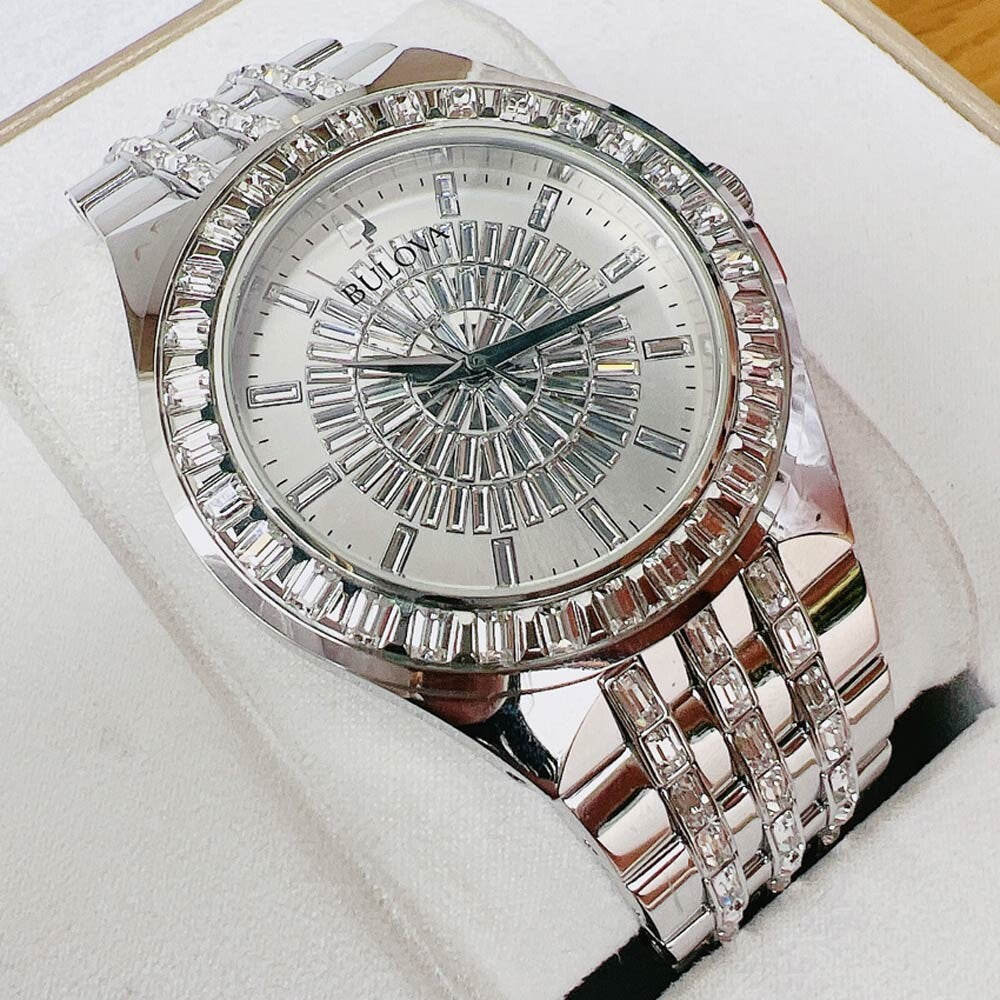 Shop Authentic Bulova Phantom Crystal Silver Dial Silver Steel Strap Watch for Men - 96A236 - Luxxuri