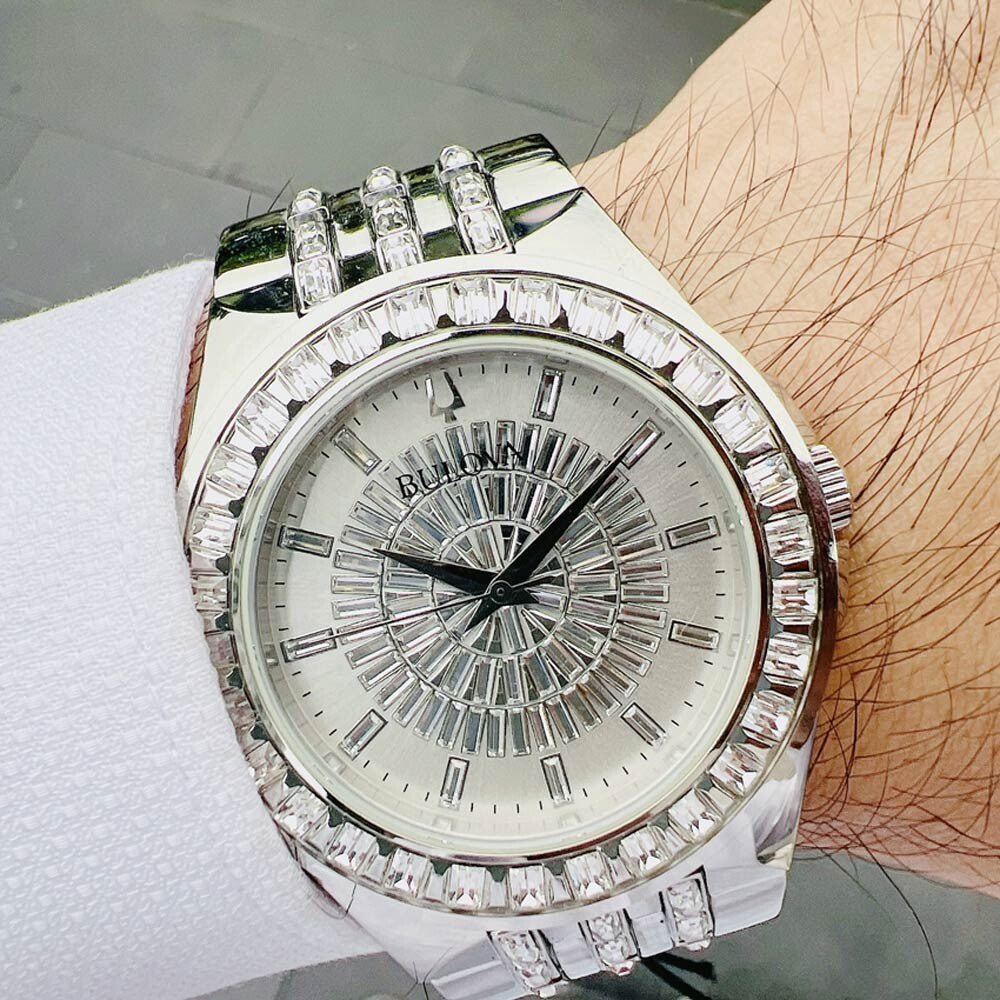  Shop Authentic Bulova Phantom Crystal Silver Dial Silver Steel Strap Watch for Men - 96A236 - Luxxuri