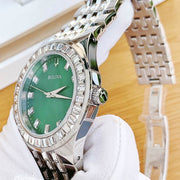  Shop Authentic Bulova Phantom Classic Baguette Green Dial Silver Steel Strap Watch for Men - 96A253 - Luxxuri