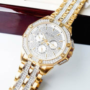  Shop Authentic Bulova Crystal Collection Octova White Dial Gold Steel Strap Watch for Men - 98C126 - Luxxuri