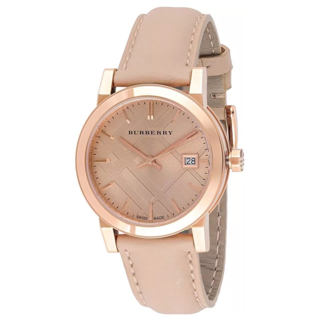  Shop Authentic Burberry The City Beige Dial Beige Leather Strap Watch for Women - BU9109 - Luxxuri