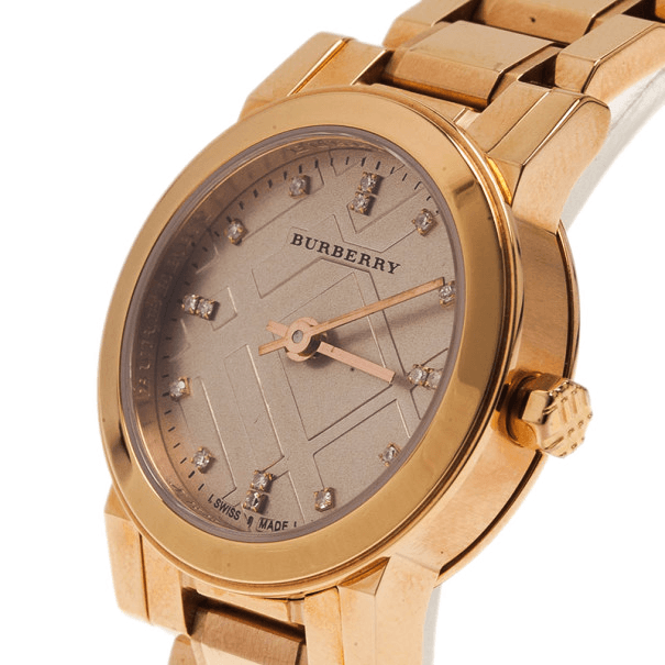  Shop Authentic Burberry The City Diamonds Rose Gold Dial Rose Gold Steel Strap Watch for Women - BU9126 - Luxxuri