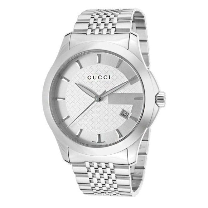  Shop Authentic Gucci G Timeless Silver Dial Silver Steel Strap Watch For Men - YA126401 - Luxxuri