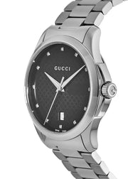  Shop Authentic Gucci G Timeless Diamonds Black Dial Silver Steel Strap Watch For Men - YA126456 - Luxxuri