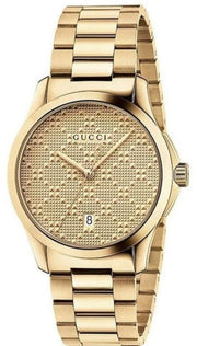  Shop Authentic Gucci G Timeless Gold Dial Gold Steel Strap Unisex Watch - YA126461 - Luxxuri