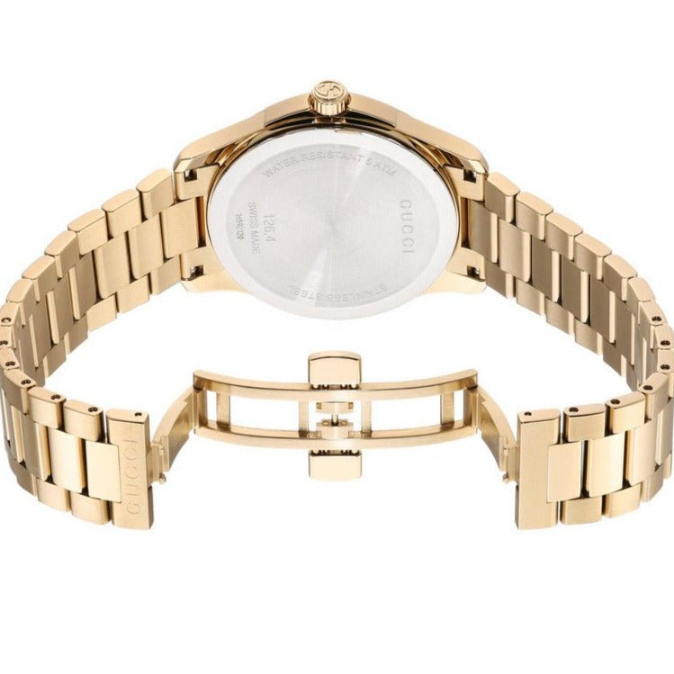 Shop Authentic Gucci G Timeless Gold Dial Gold Steel Strap Watch For Women - YA126553 - Luxxuri