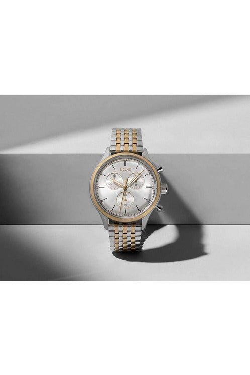  Shop Authentic Hugo Boss Companion Silver Dial Two Tone Mesh Bracelet Watch for Men - 1513654 - Luxxuri
