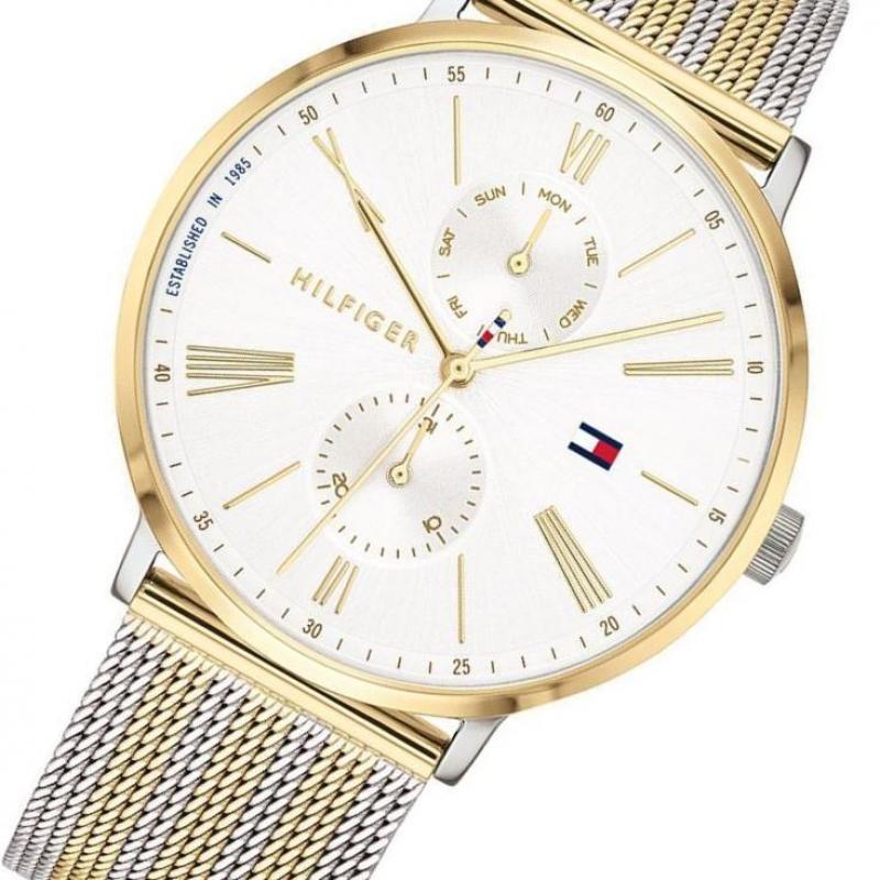  Shop Authentic Tommy Hilfiger Jenna Quartz White Dial Two Tone Mesh Bracelet Watch for Women  - 1782074 - Luxxuri