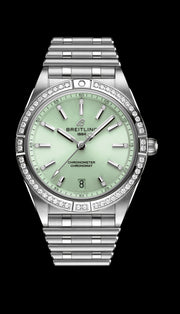  Shop Authentic Breitling Chronomat Automatic 36 Diamonds Green Dial Two Tone Steel Strap Watch for Women - A10380591L1A1 - Luxxuri