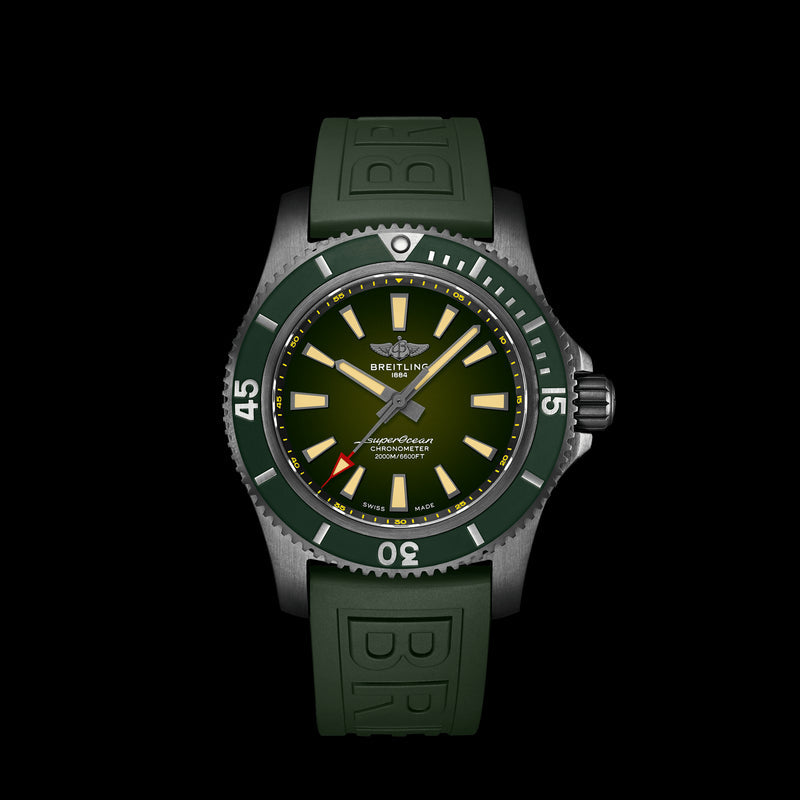  Shop Authentic Breitling Superocean Automatic 46 Green Dial Green Rubber Strap Watch for Men - M173681A1L1S1 - Luxxuri