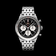 Shop Authentic Breitling Navitimer B01 Chronograph 43 Black Dial Silver Steel Strap Watch for Men - AB0138211B1A1 - Luxxuri