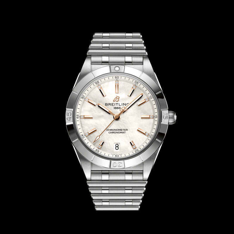  Shop Authentic Breitling Chronomat 36 Mother of Pearl Dial Silver Steel Strap Watch for Women - A10380101A4A1 - Luxxuri