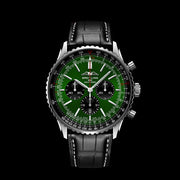  Shop Authentic Breitling Navitimer B01 Chronograph 46 Green Dial Black Leather Strap Watch for Men - AB0137241L1P1 - Luxxuri
