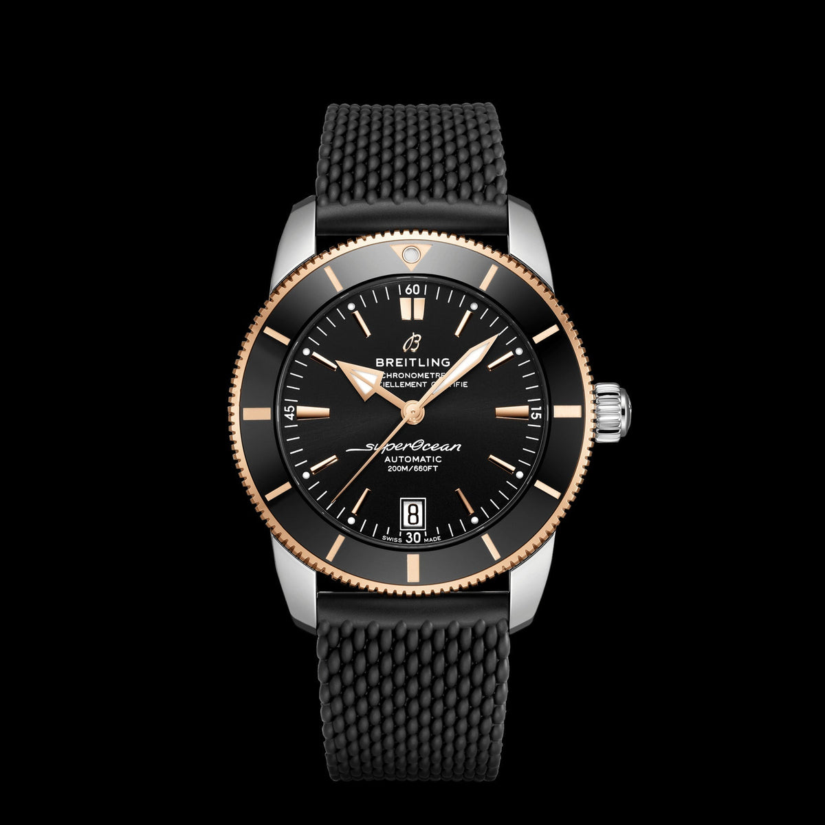  Shop Authentic Breitling Superocean Heritage II B20 42mm Black Dial Black Mesh Bracelet Mens Watch - UB2010121B1S1 - Luxxuri