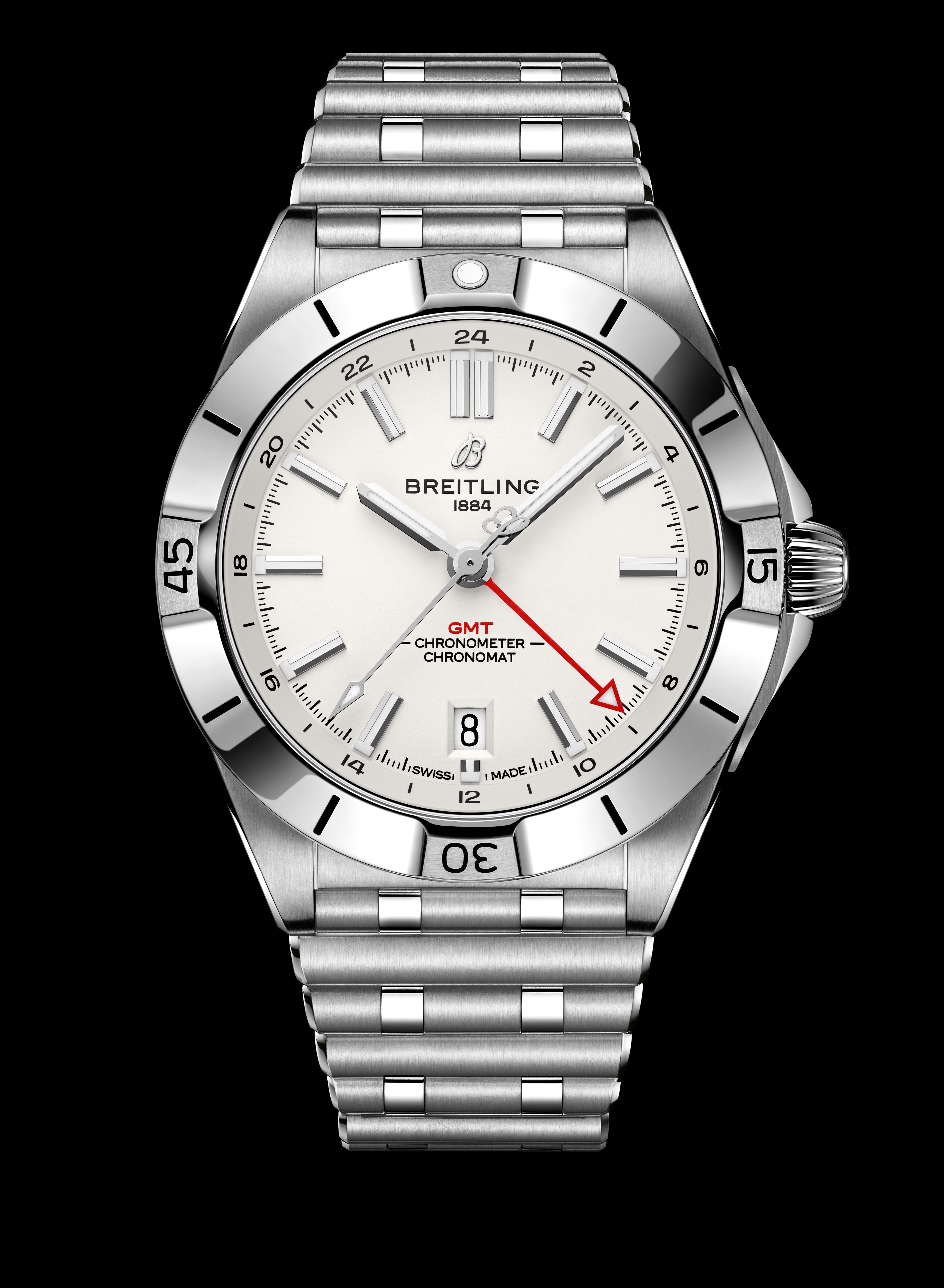  Shop Authentic Breitling Chronomat GMT 40 White Dial Silver Steel Strap Watch for Men - A32398101A1A1 - Luxxuri