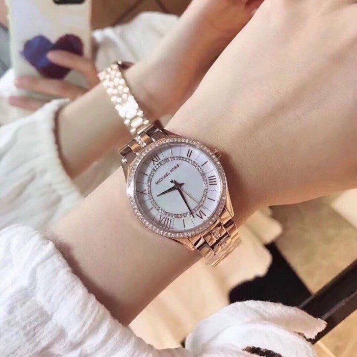  Shop Authentic Michael Kors Lauryn Mother of Pearl Dial Rose Gold Steel Strap Watch for Women - MK3716 - Luxxuri