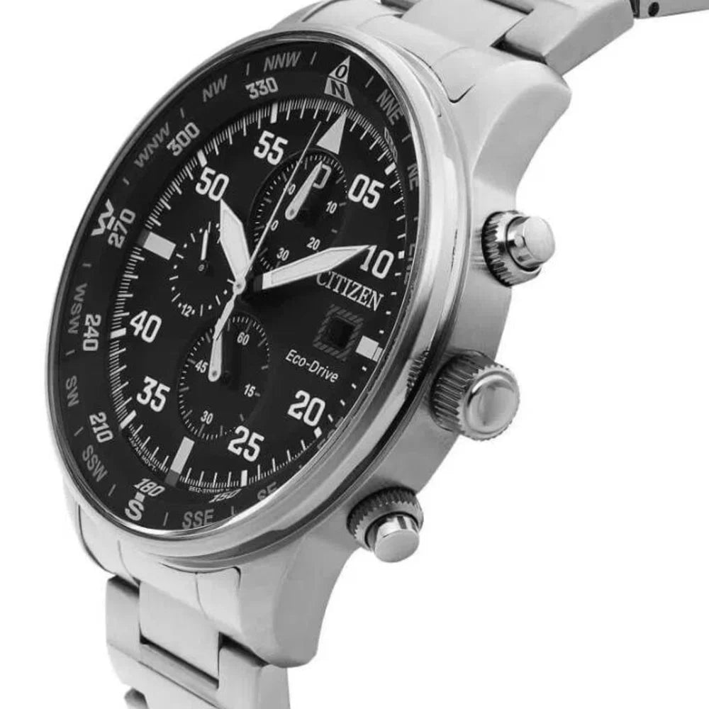  Shop Authentic Citizen Eco Drive Chronograph Black Dial Silver Steel Strap Watch For Men - CA0690-88E - Luxxuri