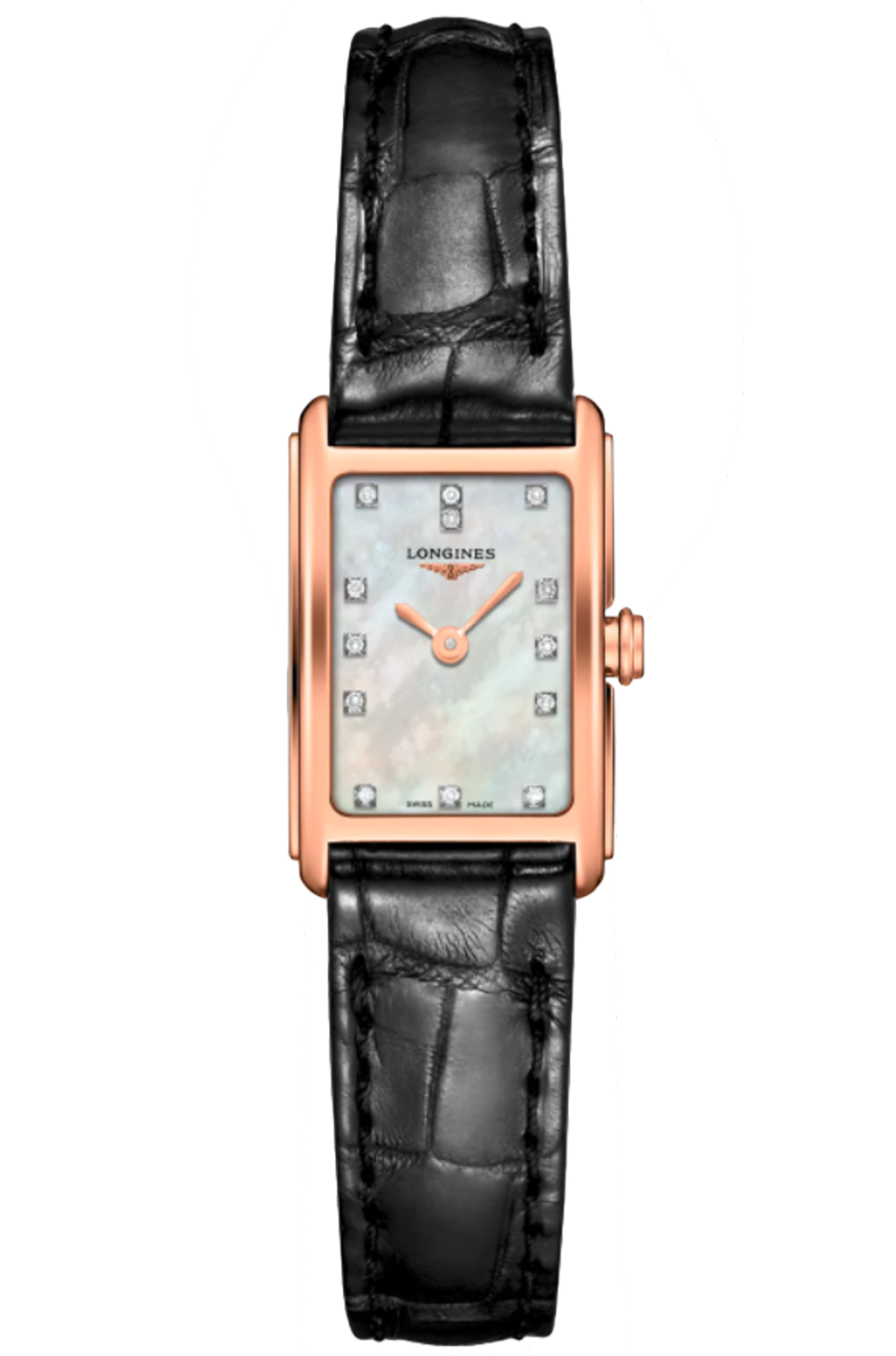  Shop Authentic Longines Dolcevita Diamonds Mother of Pearl White Dial Black Leather Strap Watch for Women - L5.258.8.87.0 - Luxxuri