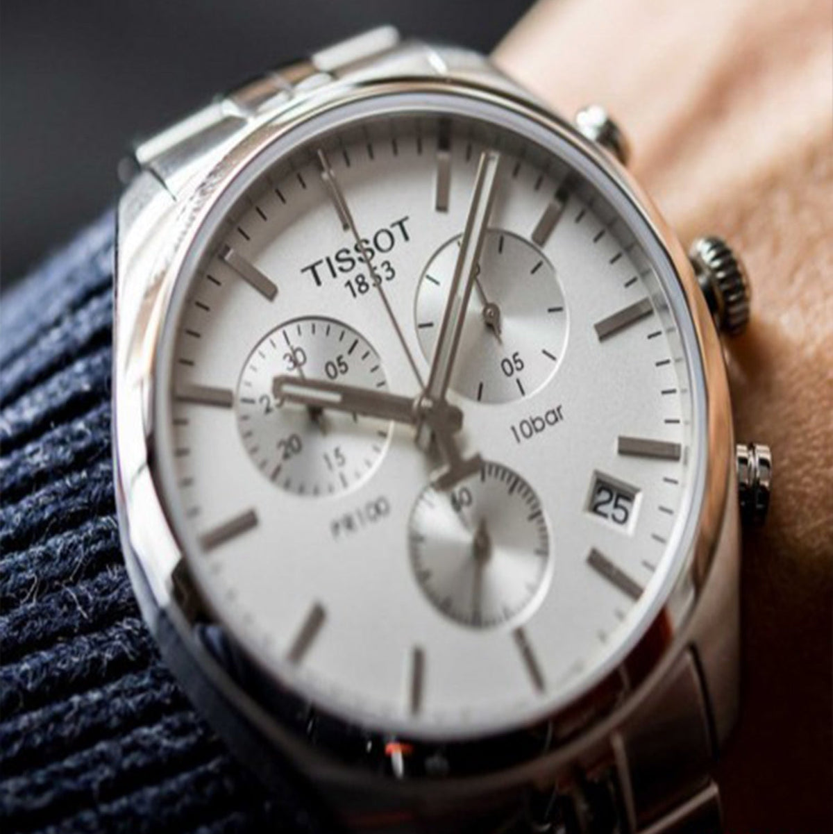  Shop Authentic Tissot T Classic PR 100 Chronograph Silver Dial Silver Steel Strap Watch For Men - T101.417.11.031.00 - Luxxuri