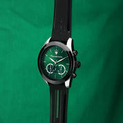  Shop Authentic Maserati Traguardo Chronograph Green Dial Black Silicone Strap Watch For Men - R8871612043 - Luxxuri