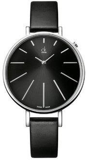  Shop Authentic Calvin Klein Equal Black Dial Black Leather Strap Watch for Women - K3E231C1 - Luxxuri