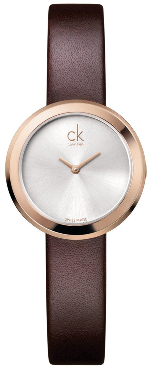  Shop Authentic Calvin Klein Firm White Dial Brown Leather Strap Watch for Women - K3N236G6 - Luxxuri