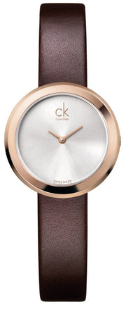  Shop Authentic Calvin Klein Firm White Dial Brown Leather Strap Watch for Women - K3N236G6 - Luxxuri