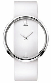  Shop Authentic Calvin Klein Glam Transparent Dial White Leather Strap Watch for Women - K9423101 - Luxxuri