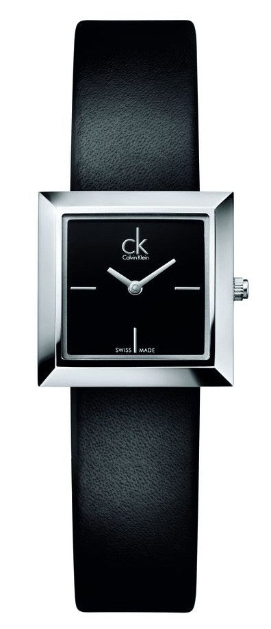  Shop Authentic Calvin Klein Mark Black Dial Black Leather Strap Watch for Women - K3R231C1 - Luxxuri