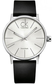  Shop Authentic Calvin Klein Post Minimal Silver Dial Black Leather Strap Watch for Men - K7621192 - Luxxuri