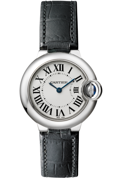  Shop Authentic Cartier Ballon Bleu Silver Dial Black Leather Strap Watch for Women - W69018Z4 - Luxxuri