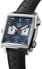  Shop Authentic Tag Heuer Monaco Automatic Chronograph Blue Dial Black Leather Strap Watch for Men - CAW211P.FC6356 - Luxxuri