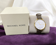  Shop Authentic Michael Kors Addyson Three-Hand Silver Dial Brown Leather Strap Watch for Women - MK2945 - Luxxuri