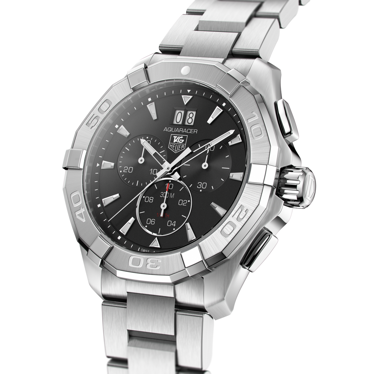  Shop Authentic Tag Heuer Aquaracer Chronograph Black Dial Silver Steel Strap Watch for Men - CAY1110.BA0927 - Luxxuri