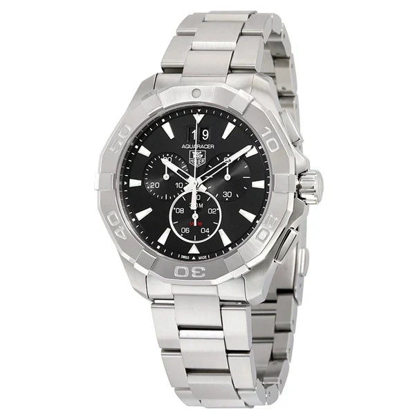  Shop Authentic Tag Heuer Aquaracer Chronograph Black Dial Silver Steel Strap Watch for Men - CAY1110.BA0927 - Luxxuri