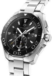  Shop Authentic Tag Heuer Aquaracer Quartz Chronograph Black Dial Silver Steel Strap Watch for Men - CAY111A.BA0927 - Luxxuri