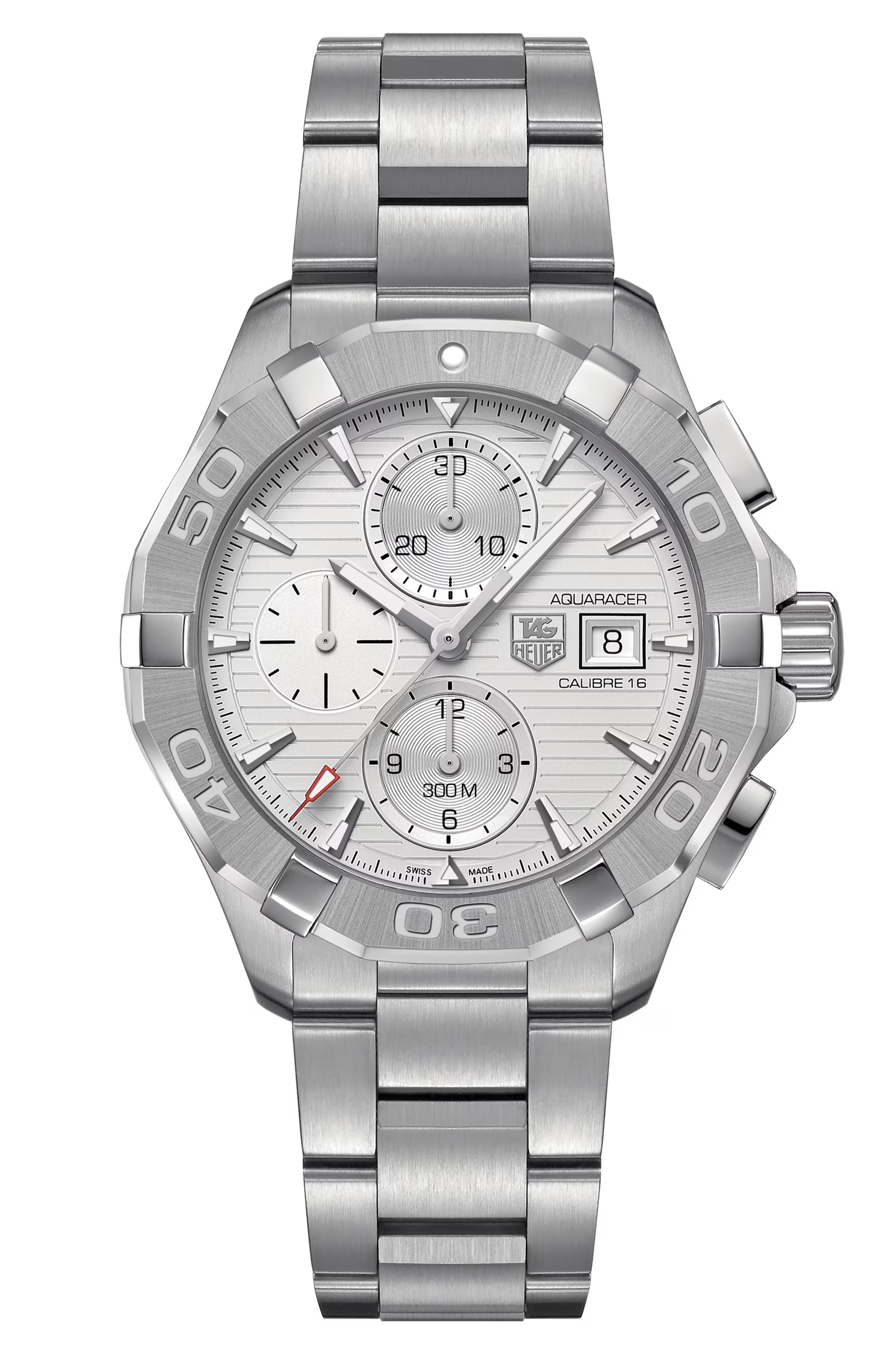  Shop Authentic Tag Heuer Aquaracer Caliber 16 Automatic Chronograph White Dial Silver Steel Strap Watch for Men - CAY2111.BA0927 - Luxxuri