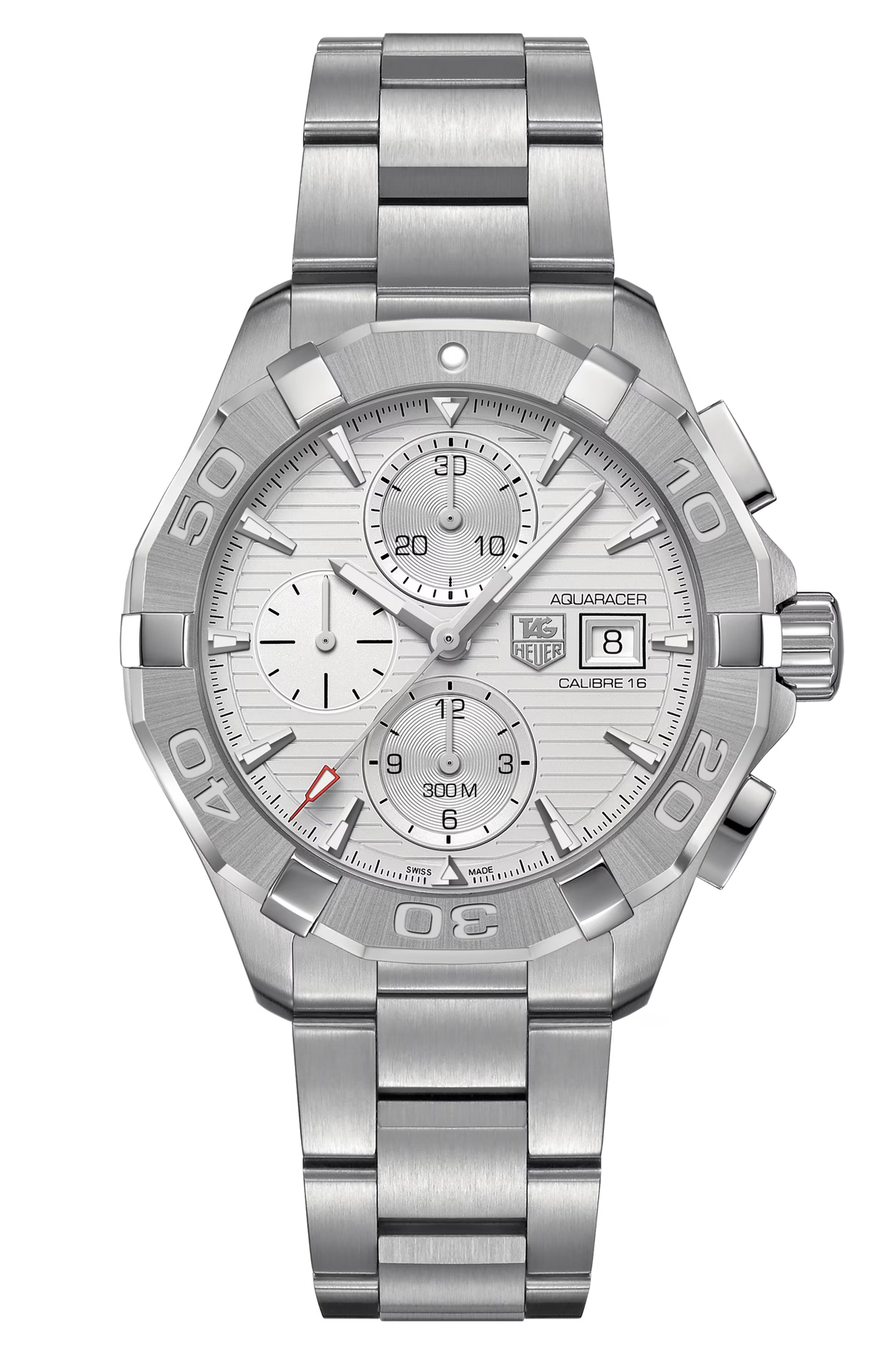  Shop Authentic Tag Heuer Aquaracer Caliber 16 Automatic Chronograph White Dial Silver Steel Strap Watch for Men - CAY2111.BA0927 - Luxxuri