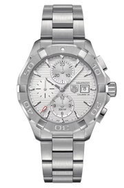  Shop Authentic Tag Heuer Aquaracer Caliber 16 Automatic Chronograph White Dial Silver Steel Strap Watch for Men - CAY2111.BA0927 - Luxxuri