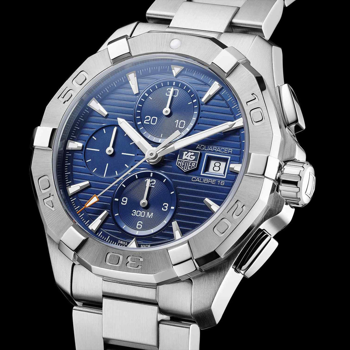  Shop Authentic Tag Heuer Aquaracer Caliber 16 Automatic Chronograph Blue Dial Silver Steel Strap Watch for Men - CAY2112.BA0927 - Luxxuri