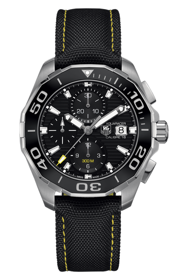  Shop Authentic Tag Heuer Aquaracer Automatic Chronograph Black Dial Black Nylon Strap Watch for Men - CAY211A.FC6361 - Luxxuri