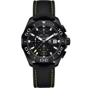  Shop Authentic Tag Heuer Aquaracer Chronograph PVD Black Dial Black Nylon Strap Watch for Men - CAY218A.FC6361 - Luxxuri