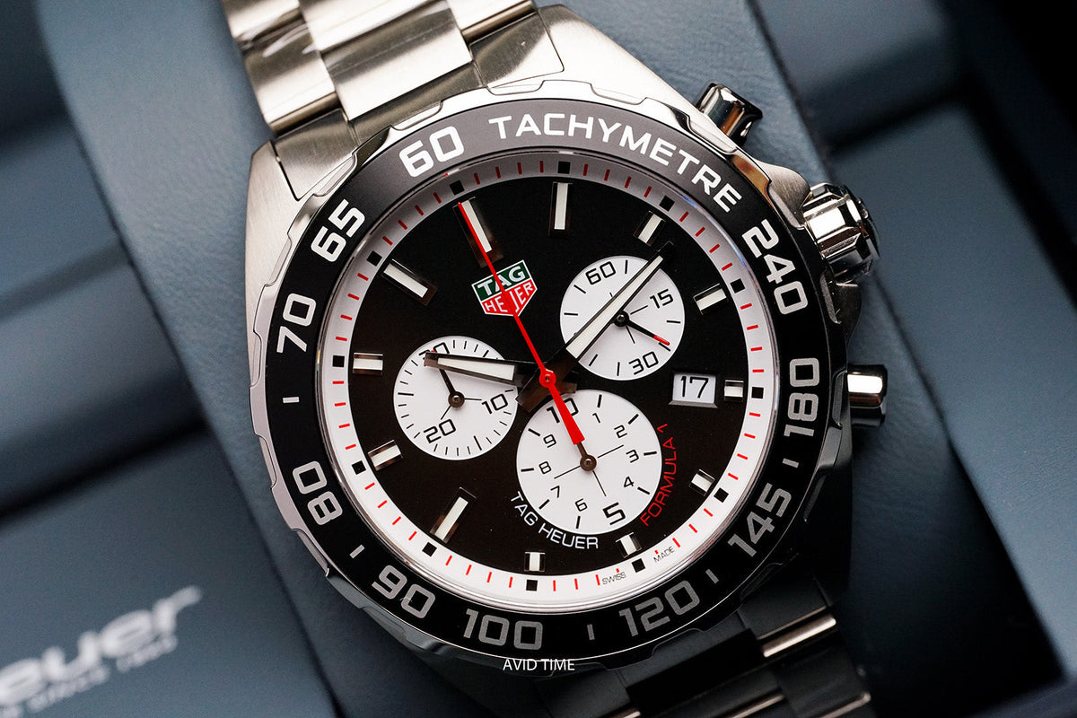  Shop Authentic Tag Heuer Formula 1 Chronograph Black Dial Silver Steel Strap Watch for Men - CAZ101E.BA0842 - Luxxuri