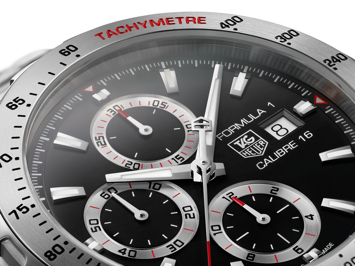  Shop Authentic Tag Heuer Formula 1 Calibre 16 Automatic Chronograph Black Dial Silver Steel Strap Watch for Men - CAZ2010.BA0876 - Luxxuri