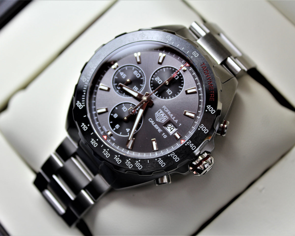  Shop Authentic Tag Heuer Formula 1 Automatic Chronograph Grey Dial Silver Strap Watch for Men - CAZ2012.BA0876 - Luxxuri